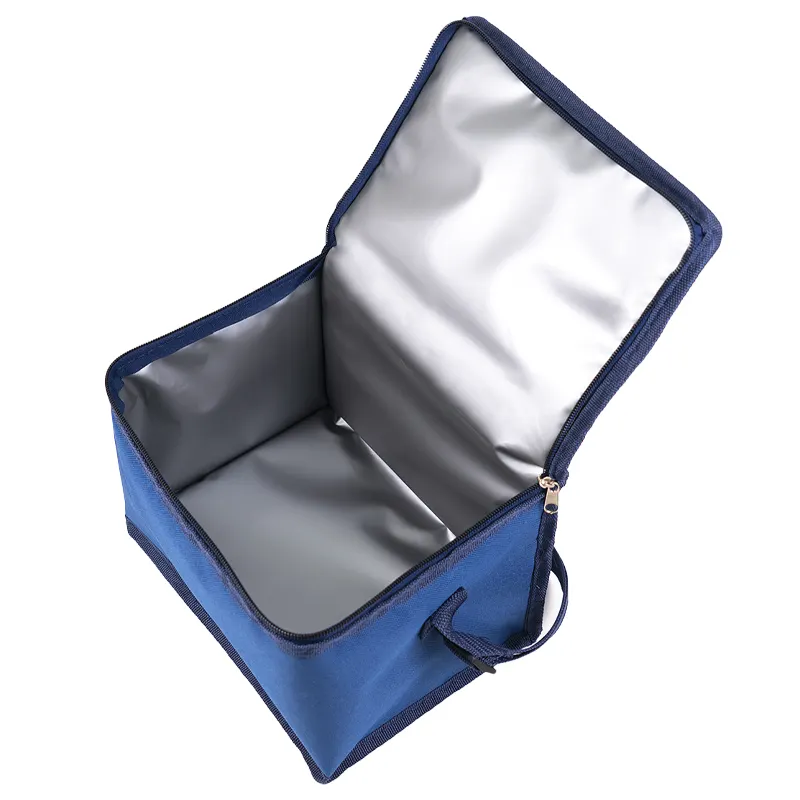 Fabricante vendas quentes impressão personalizada portátil grande capacidade impermeável PEVA azul isolado refrigerador almoço saco