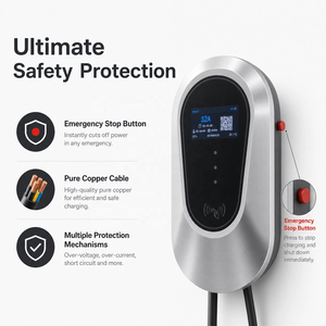 Borne de recharge murale AC haute vitesse 220V 240V, étanche IP65, avec contrôle RFID 4G et application, pour véhicules électriques Tesla, VW, BMW, Audi - Product Image 4