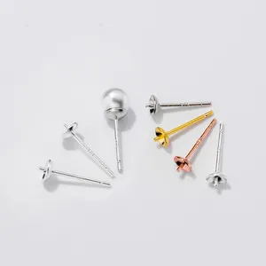18K Vergulde Oorbel Houder Oorbel Basisinstellingen 925 Sterling Silver Earring Berichten Voor Craft Sieraden Maken Diy