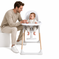 Chaise haute moderne en plastique et bois pour bébé, installation facile, style panneau pour l'alimentation/les repas, pour bébés et enfants, utilisation à domicile, meubles pour enfants