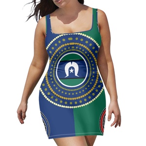 Nuevos vestidos de fiesta de verano para mujer, vestido con estampado personalizado de talla grande, vestidos polinesios de las islas del estrecho de <span class=keywords><strong>Torres</strong></span>, ropa con estampado de sublimación - Product Image 1