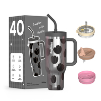 Gobelet isotherme Hong Ling 40OZ en acier inoxydable 18/8 de qualité professionnelle avec poignée et couvercle à paille, pour voiture, personnalisable avec logo et couleur