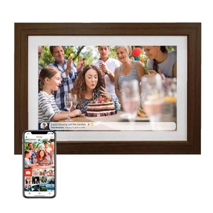 <b>WiFi</b> Digital Picture Frame 10.1 Inch Smart Digital Photo Frame with 32GB Easy Setup to Share Photos Via Frameo (Dark Wood Frame) - Product Image 1