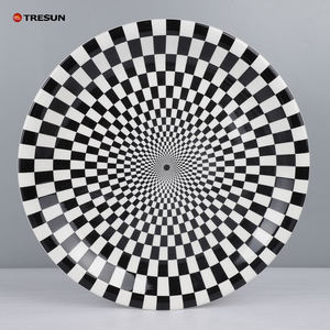 Juego de Vajilla Redonda de Cerámica Clásica a Cuadros Bico, en Blanco y Negro, para 4 Personas con Platos para Guarniciones - Product Image 2