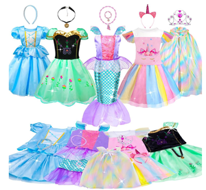 Costumes de princesse pour filles, vêtements à déguiser avec cape pour filles de 3 à 8 ans, jouets de princesse pour filles, cadeaux d'anniversaire et de Noël - Product Image 1