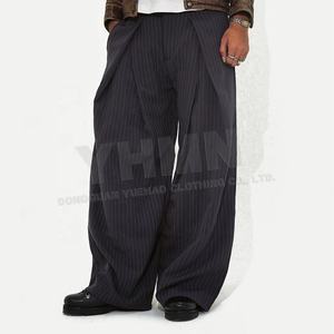 <span class=keywords><strong>กางเกง</strong></span>สตรีทแวร์สไตล์<span class=keywords><strong>เกาหลี</strong></span> ผ้าฝ้ายผสมโพลีเอสเตอร์ เอวสูง ทรงหลวม โอเวอร์ไซส์ ลายทางพับจีบ ทรงแบ็กกี้ สำหรับผู้ชาย - Product Image 2