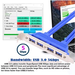Cable de extensión de puerto de panel frontal de 50 cm con 2 conectores de 19/20 pines a 4 USB 3.0 hembra para chasis, con soporte de ranura PCI-<span class=keywords><strong>E</strong></span> de 12 cm - Product Image 4
