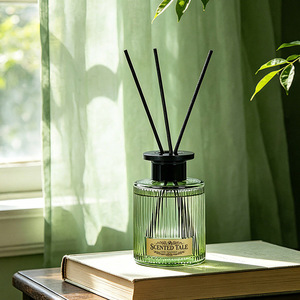 Vertical Stripe Green Glass <b>Reed</b> <b>Diffuser</b> Aromatherapy Fragrance For Home Bedroom Hotel Decor - Product Image 2