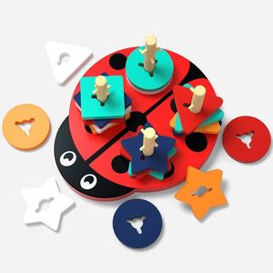 Jeu d'empilage en bois en forme de scarabée, écologique et sûr pour bébé, personnalisable, pour garçons et filles - Product Image 2