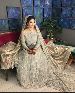 ATIYA LIBAS mujeres tradicional indio/paquistaní nupcial Lehenga Choli pesado Zardozi bordado acetato Material hasta el suelo para - Product Image 2