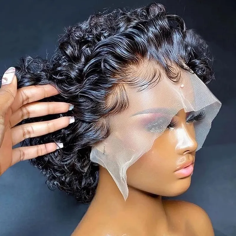 Lace Front Wigs Human Hair Short pixie Wig Glueless Wigs Human Hair Pre Plucked With Baby Hair