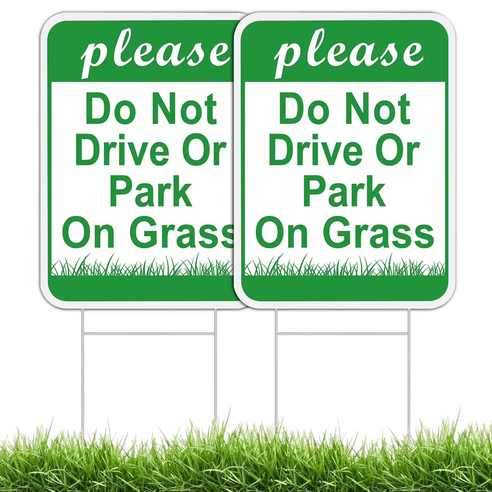 Пожалуйста, не ездите и не паркуйтесь на травяном дворике-8x12 двухсторонний коропласт без парковки на траве знак-Держите траву
