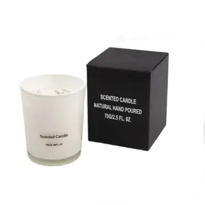 Venda quente 50g 70g 2.5oz 5.35oz, atacado, etiqueta personalizada, luxo, caixa de embalagem de presente, preto, branco, jarra de vidro, aroma, vela perfumada, venda imperdível