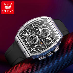 OLEVS 2975 Reloj Deportivo para Hombre con Correa de Goma, Maquinaria de Cuarzo Multifuncional, Fase Lunar Luminosa y Diseño Esqueleto Hueco de Lujo, Personalizable con Logo OEM - Product Image 3