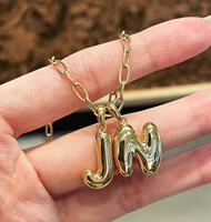 Breloques en or massif 18 carats en forme de bulle 3D, pendentifs alphabet A-Z, breloques personnalisables en forme de ballon initial pour la fabrication de bijoux