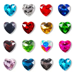 Hisenlee Glass Non Hotfix Heart Design 6MM Crystal Rhinestones For 3D Nail Art/Wedding Dress/Garment Decoration 20Pcs/Bag