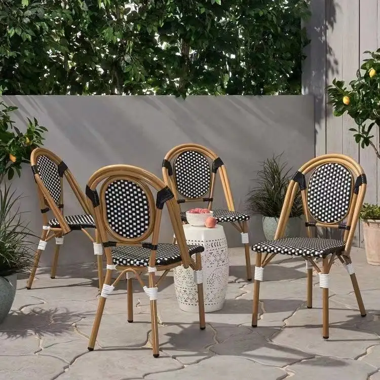 Более дизайн, современный алюминиевый бассейн, укладка металлического ротанга, бамбуковое плетеное обеденное патио, садовый стул на открытом воздухе