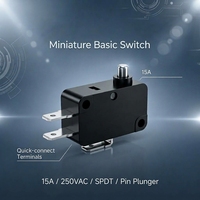 Micro-interrupteur métallique sans levier 250V 15A DPDT 1NO 1NC 3 broches à action rapide, bouton de fin de course IP41 pour four à micro-ondes et borne d'arcade