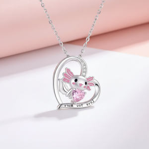 Collar infantil de aleación con colgante de salamandra, estilo dulce de dibujos animados, con incrustaciones de diamantes y efecto de goteo de aceite, con la inscripción <span class=keywords><strong>LOVE</strong></span> <span class=keywords><strong>YOU</strong></span> <span class=keywords><strong>MORE</strong></span> - Product Image 5