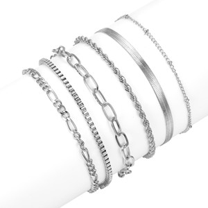 Bohemia Bohemian Alaşım 18 Ayar Altın Kaplama Çok Katmanlı Zincir Unisex Lüks Bileklik Seti Parti Toptan Satışı İçin - Product Image 5