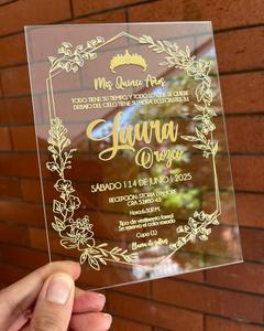 Carte d'invitation personnalisée Château de <span class=keywords><strong>Cendrillon</strong></span> pour Quinceañera 16 ans, Invitations en acrylique avec enveloppe - Product Image 2