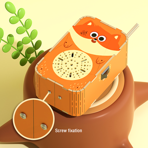 Walkie-talkie DIY de <span class=keywords><strong>madera</strong></span> para niños, tablero de walkie-talkie de dibujos animados bonitos, juguetes de aprendizaje de exploración científica educativa - Product Image 3