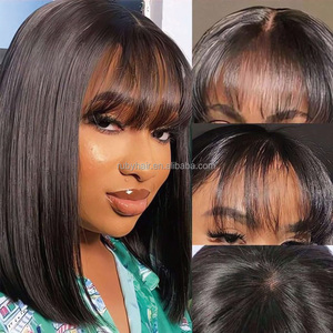 Nhà Máy Giá Rẻ Giá Thẳng Bob Bang Trong Suốt 3X1 Ren Tóc Giả Tóc Con Người Brazil Tóc Đóng Cử<span class=keywords><strong>a</strong></span> Ngắn Bob Tóc Giả Cho Phụ Nữ Da Đen - Product Image 5