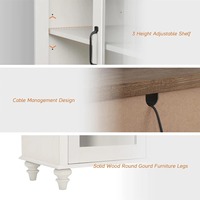 Meuble TV moderne en bois blanc avec portes en verre, étagères réglables, armoires de rangement à 6 tiroirs pour téléviseurs de 70 pouces