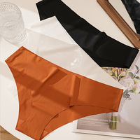ZZYUP, venta al por mayor, ropa interior triangular elástica sin costuras de seda helada para mujer, Tanga transpirable de talla grande de Color sólido, Sexy para mujer
