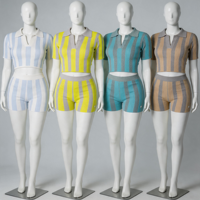 Ensemble 2 pièces short et haut de yoga rayé à dos ouvert pour femme avec logo personnalisé, en coton et élasthanne, coupe ajustée, respirant, idéal pour la maison