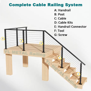 YL Wholesale Price Railing Stainless Stair Balcony <strong>Deck</strong> Railing Balustrade Handrail Fence Cable Railing - Product Image 3
