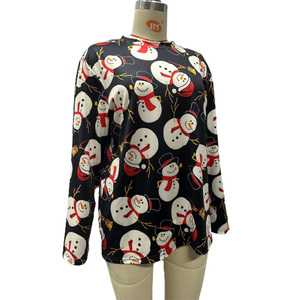 Custom Women Long Sleeve <strong>Tops</strong> Ladies Christmas Designs <strong>Xmas</strong> Printed <strong>Plus</strong> <strong>Size</strong> Crew Neck Women's Blouses - Product Image 3