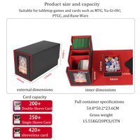 Torson 200+ Boîte de rangement pour cartes de jeu de société en cuir PU à coins carrés, double face, avec fenêtre, personnalisable avec dorure à chaud, pour cartes à collectionner TCG GGC