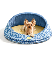 Cama Nido para Perros y Gatos de Ratán Envolvente 360°, Semicerrada Tipo Cueva, Lavable, Antideslizante, Transpirable, Refrescante, Azul, Venta al por Mayor, Personalizable
