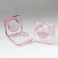 Boîtier compact en plastique recyclable pour fard à joues et fard à paupières, avec logo personnalisé, forme carrée irrégulière, pour usage cosmétique
