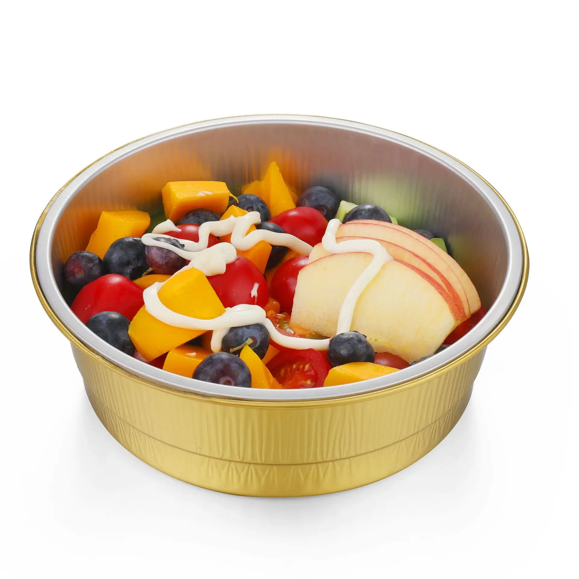 Disposable aluminum foil airline Round container lunch box meal food tray
