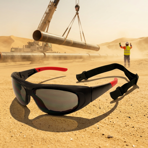 Interchangeable <b>Strap</b> Safety <b>Glasses</b> Nylon Frame Sealed EVA Foam Clear Grey PC Lens Outdoor Construction Eyewear - Product Image 1