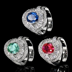 Best Seller Wholesale Fashion Jewelry Eco-friendly Copper Oval Cut 8*10mm Red Zircon Vintage Hand Designer <b>Rings</b> for Bulk Retail - Product Image 5
