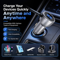 Pengisi Daya Mobil Starlink Mini dengan Konverter DC Step Up, Layar Tampilan Tegangan Digital, Port USB Ganda 12V 24V ke 30V 2A, Kabel Starlink
