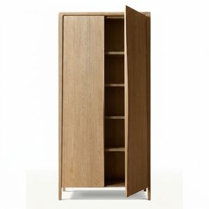 Mueble de Almacenamiento Vertical de Madera de Roble Geométrico con Patas Cónicas para Espacios Residenciales y de Oficina Modernos - Product Image 2