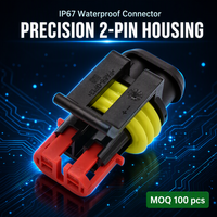 Conector de Cable Automotriz Doméstico 282080-1, Carcasa de 2 Orificios PA66 GF, IP67, 14A, 24V, Resistente a la Temperatura