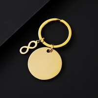 Porte-clés en acier inoxydable 201 Ywyougang avec breloque cœur et symbole infini, anneau en fer gravable personnalisé, multicolore, idéal pour les cadeaux