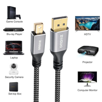 Câble Mini DP-DP 8K ZOGUO, blindé, gaine PVC, mâle-mâle, 24-30AWG, plaqué or, compatible 60Hz, moniteur, projecteur, ordinateur portable