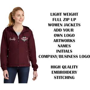 Custom <b>Women's</b> Custom Logo Embroidery <b>Jackets</b> LST76 Colorblock Full <b>Zip</b> <b>up</b> Windbreaker Design Your Own Texts and Colors - Product Image 4