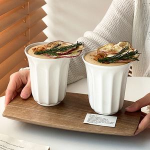 Japanese-style Pure White High-temperature Resistant <b>Microwave</b> Safe Ceramic Mug for Coffee Milk Breakfast Latte Art - Product Image 1