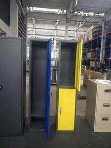 Armoire en acier avec serrure à clé, rangement en métal, 2 niveaux, simple, 1 porte, casier - Product Image 3