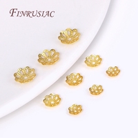 Lot de 50pcs 5/6/8mm 18K Plaqué Or En Laiton Filigrane Perle Caps DIY Fleur Cap Perles pour la Fabrication de Bijoux Fournitures En Gros