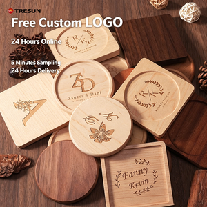 Custom Logo Wooden <b>Coaster</b> Engraving Factory Supply Round Square Cup Mats & Pads for Coffee Tea Bar Home Office - Product Image 3
