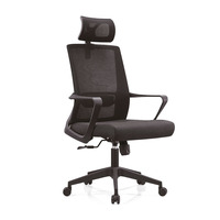 Chaise de bureau de direction à dossier haut, design ergonomique en maille, appui-tête, réglable en hauteur, style contemporain