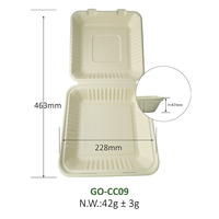 Contenants à clapet compostables, écologiques, biodégradables et jetables de 9 pouces pour le déjeuner et les fêtes, grand volume